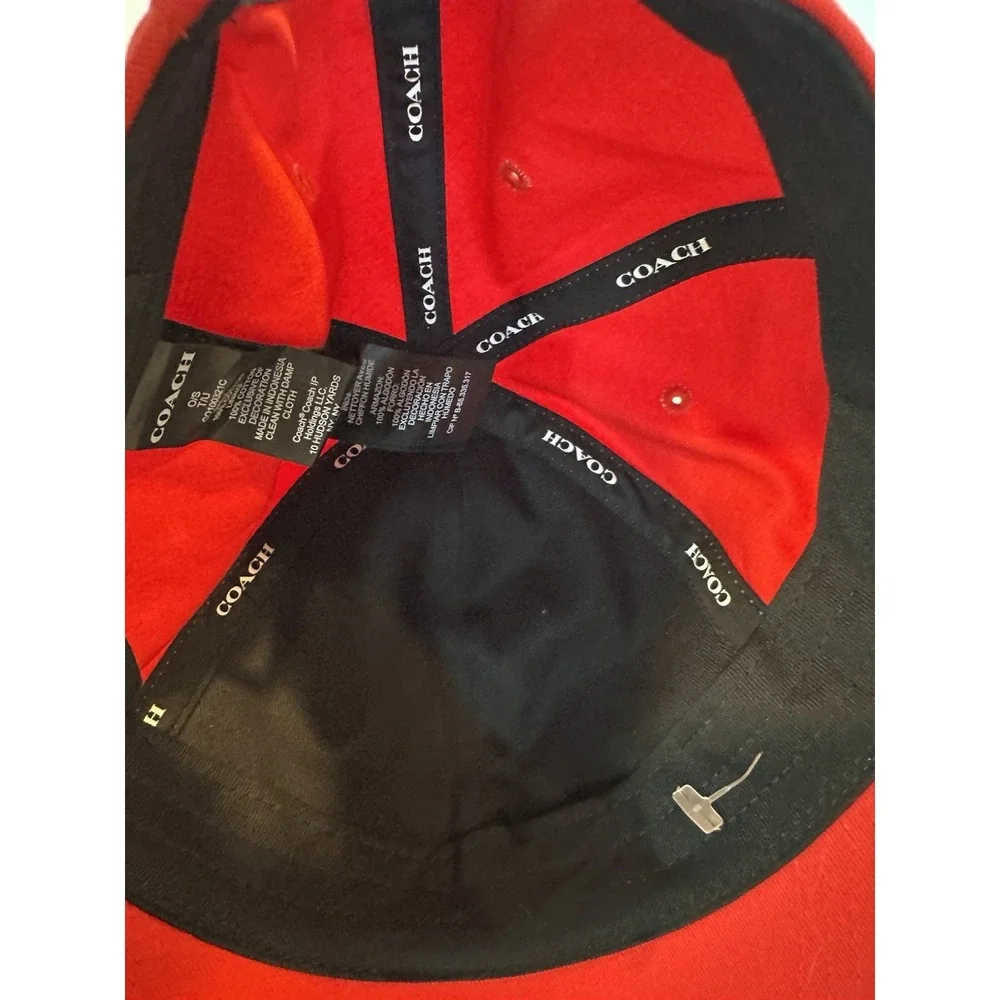 Coach Embroidered Baseball Cap Hat Red Adjustable New No Tag
